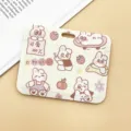 Cute cartoon rabbit pattern push-pull card holder ideal for student ID and bus pass protection. - Horizontal - Cute 100% Rabbit (No Accessories)