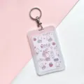 Transparent cute animal card holder with keychain, waterproof design for student ID and cards. - LUCK Rabbit + Round Buckle / Vertical PP Card Sleeve