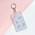 Cute cartoon animal transparent card holder with keychain, waterproof flip cover style option. - Blue Shark + Round Buckle / Vertical PP Card Sleeve