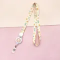 Cartoon Retractable Lanyard with Badge Reel and Cute Orange Pattern for ID Card Holders - Plaid Orange Rabbit (Retractable Lanyard)