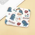 Cute cartoon dinosaur card holder, white slide bus pass and ID card protector for students. - Horizontal - Many Little Monsters (No Accessories)