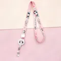 Cute cartoon puppy print neck lanyard with retractable badge reel for keys ID card holder - White Dog Pink (Retractable Lanyard)