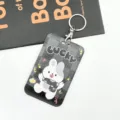 Porte-badge d'identité en acrylique avec lapin de dessin animé mignon et porte-clés. - Feux d'Artifice Lapin LUCKY (000) / Boucle Ronde