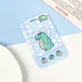 Blue ABS plastic cartoon student card holder with cute crocodile design, ideal for daily use. - Heart Crocodile / No Accessories