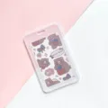 Transparent plastic card holder with cute bear cartoon design, waterproof badge holder case. - Strawberry Brown Bear (No Accessories) / Vertical PP Card Sleeve