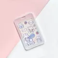 Transparent plastic flip card holder with cute cartoon rabbit design for student ID and cards. - Transparent Bubble Rabbit (No Accessories) / Vertical PP Card Sleeve