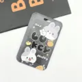 Porte-carte d'identité mignon lapin de dessin animé pour étudiants et employés avec étui de protection. - Deux Têtes de Lapin (000) / Étui à Cartes Seul (Sans Accessoires)