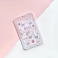 Transparent waterproof card holder with cute cartoon rabbit pink insert for students. - LUCK Rabbit (No Accessories) / Vertical PP Card Sleeve
