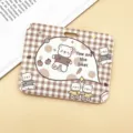 Cute brown plaid cartoon bear pull-style card holder protector for transit or ID cards. - Horizontal Style - Brown Plaid Bear (No Accessories)