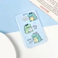 Cute cartoon crocodile ABS plastic card holder for student bus meal ID card storage protective sleeve. - Checkered Three Crocodiles / No Accessories