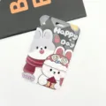 Porte-carte mignon dessin animé lapin PVC étudiant ID badge titulaire étui de protection - Lapin Riche Argyle (000) / Étui à Cartes Seul (Sans Accessoires)