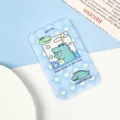 Cute Crocodile Cartoon Pattern Student Bus Card Holder Blue ABS Plastic ID Case Model - Rhombus Heart Crocodile / No Accessories