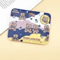 Cute cartoon bear sliding card holder, durable protective case for bus and access cards. - Horizontal Style - Rainbow Cloud Bear (No Accessories)