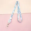 Cartoon cute duck lanyard with retractable reel and badge holder for students and office workers. - Rainbow Goose (White Goose)