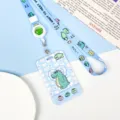 Cute blue cartoon crocodile ID card holder with retractable badge reel and lanyard. - Heart Crocodile / With Retractable Lanyard (Crocodile)
