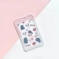 Clear plastic card holder with cute dinosaur cartoon insert for student campus and ID cards. - Many Little Monsters (No Accessories) / Vertical PP Card Sleeve