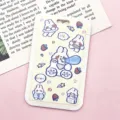 Cute sliding card holder, cartoon rabbit ID badge case, bus pass and student meal card protector. - Yellow Bubble Rabbit (No Accessories)