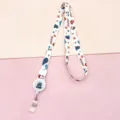 Cute cartoon dinosaur print lanyard with retractable badge reel and ID card holder for students. - Flower Little Dinosaur (Little Monster)