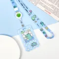 Cute cartoon crocodile ID card holder with lanyard ABS plastic bus card case for students - Rhombus Heart Crocodile / With Retractable Lanyard (Crocodile)