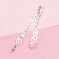 Cute pink cartoon print retractable badge reel lanyard for student ID cards and work ID badges. - Pink Cat (Rabbit)