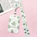 Bonito tarjetero para estudiantes con dinosaurio y cordón retráctil para escuela y campus. - Dinosaurio de cuadros + Cordón ajustable a juego