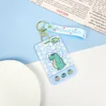 Cute cartoon crocodile student card holder with strap, durable ABS plastic bus card case. - Heart Crocodile / With Blue Lollipop Wrist Strap