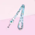 Blue printed retractable badge reel lanyard with neck strap for ID card holder work passes - Bamboo Under Moonlight (Retractable Lanyard)