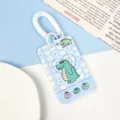 Cute cartoon crocodile student ID card holder with white spring strap blue variant item - Heart Crocodile / With Double Loop White Spring Cord