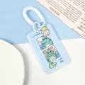 Cute cartoon crocodile student ID card holder ABS plastic bus card badge protector with spring keychain - Double Grid Crocodile / With Double Loop White Spring Cord
