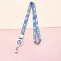 Blue cartoon bear lanyard with retractable badge reel, cute student ID card neck strap. - Blue Cute Bear (Blue Bear Head)