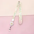 Cute cartoon retractable badge reel lanyard for student ID card holder neck strap. - Cute Planet Rabbit (Beige Bear Head)