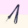 Black retractable badge reel lanyard with card holder neck strap for students and office. - Black Letters (Retractable Lanyard)