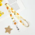 Cartoon flower retractable badge reel lanyard with neck strap for ID card student work pass - Yellow Smile Flower (Retractable Lanyard)