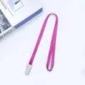 Pink lanyard 1.0cm width with white plastic integrated buckle, ideal for ID card holders. - Rose Red