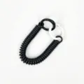 Black plastic coil spring keychain variant with circular rings, anti-lost phone lanyard. - Black