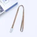 Khaki lanyard with white plastic clip, 1.0cm wide neck strap for ID card badge holder. - Brown