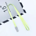 Cordino giallo neon con fibbia in plastica grigia, larghezza 1,0 cm, ideale per badge. - Verde fluorescente