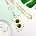 INS style ID badge card holder with retractable lanyard and cute fruit pattern design for daily use. - English Black Strawberry / Flower Retractable Lanyard (Green Bear)