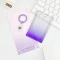 Portacarte trasparente sfumato viola con portachiavi abbinato per tessere e badge. - Set Portachiavi / Include Portachiavi Viola con Cinturino in Pelle 2.7 / viola sfumato