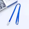 Blue lanyard neck strap with durable plastic clip ID badge holder for school office - Sapphire Blue