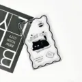 Clear plastic card holder with cute black cat design and wavy edge for students and id cards. - Paper Black Cat (No Accessories)
