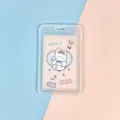Cute transparent card holder ID badge protector student bus card case with lovely bunny - Pink Background White Rabbit Paper Card (No Accessories)