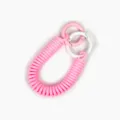 Cute pink plastic spring coil keychain anti-lost mobile phone lanyard candy color strap - Pink