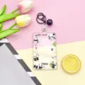 Cute Cartoon Transparent Card Holder Acrylic Badge Holder for Campus Bus Meal Card Protection - Sliding Transparent - Bamboo Panda + Black Bell Lobster Clasp
