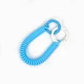 Porte-clés à ressort en plastique bleu lanière anti-perte avec anneaux bleus et blancs - Bleu Clair