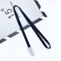Laccetto nero per tesserino con clip grigia, larghezza 1.0cm, cordino porta badge resistente. - Nero