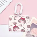 Süßer Cartoon Schüler Querformat Kartenhalter mit einziehbarer Ausweisrolle rosa - Keksmädchen / Horizontal Mit Weißem Doppelspulenfederschnur
