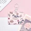 Süßer Cartoon Panda horizontaler Ausweishalter mit Schlüsselanhänger für Studenten. - Panda Mädchen / Horizontal Mit Weißem Verschluss