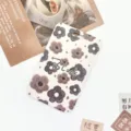 Schattige bloemenschuifkaartenhouder voor studenten, duurzame beschermhoes voor campus- en kantinekaarten. - Koffie Bloemen / Zonder Accessoires
