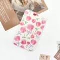 Schattige bloemige schuifkaartenhouder voor studenten campus badge beschermhoes - Tulip Roos Bloemenpatroon / Zonder Accessoires